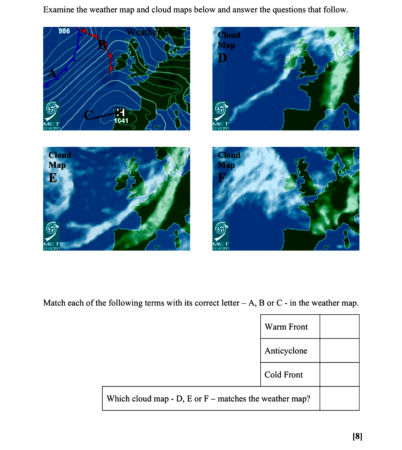 Examine-the-weather-map-and-cloud-maps-below-and-answer-the-questions-that-follow-Leaving Cert Geography-Question 8-2007.png