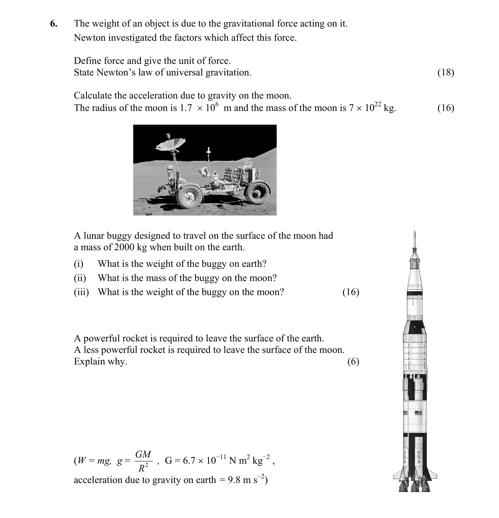 The-weight-of-an-object-is-due-to-the-gravitational-force-acting-on-it-Leaving Cert Physics-Question 6-2008.png