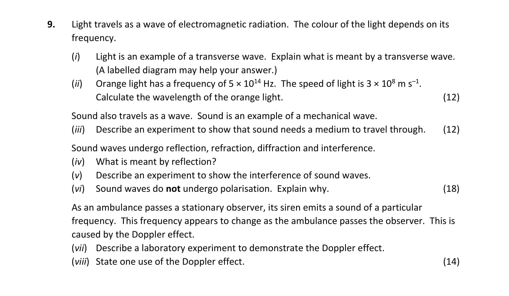 Light-travels-as-a-wave-of-electromagnetic-radiation-Leaving Cert Physics-Question 9-2020.png