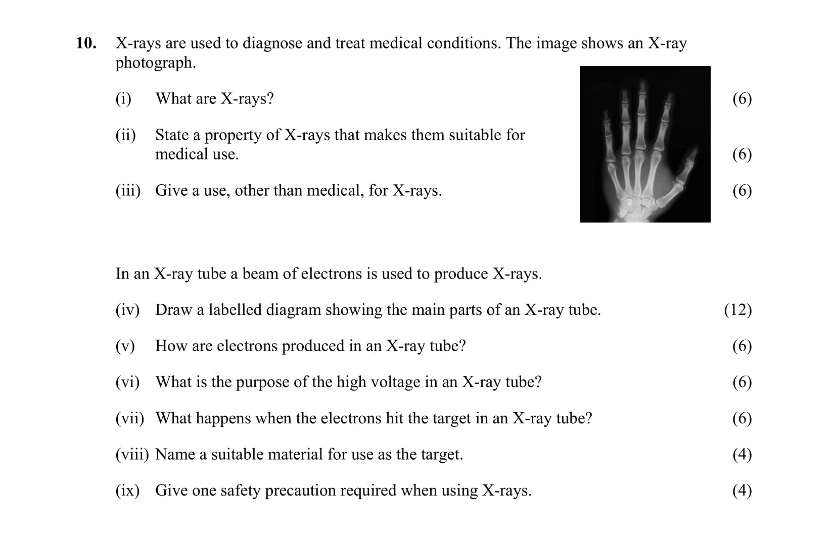 X-rays-are-used-to-diagnose-and-treat-medical-conditions-Leaving Cert Physics-Question 10-2013.png
