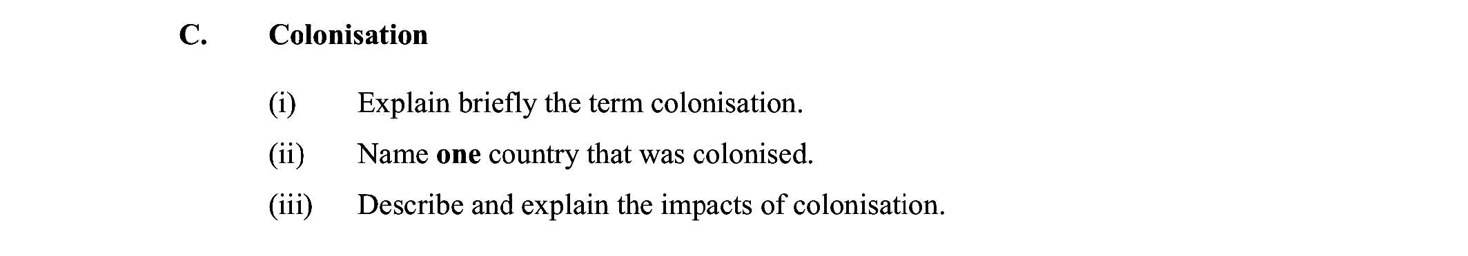 Colonisation:--(i)-Explain-briefly-the-term-colonisation-Leaving Cert Geography-Question C-2013.png