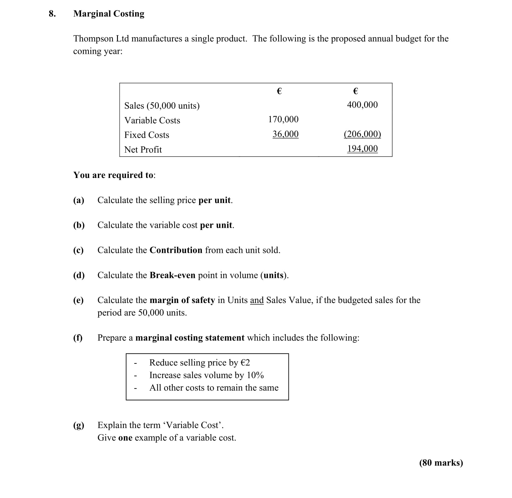 Marginal-Costing-Thompson-Ltd-manufactures-a-single-product-Leaving Cert Accounting-Question 8-2012.png