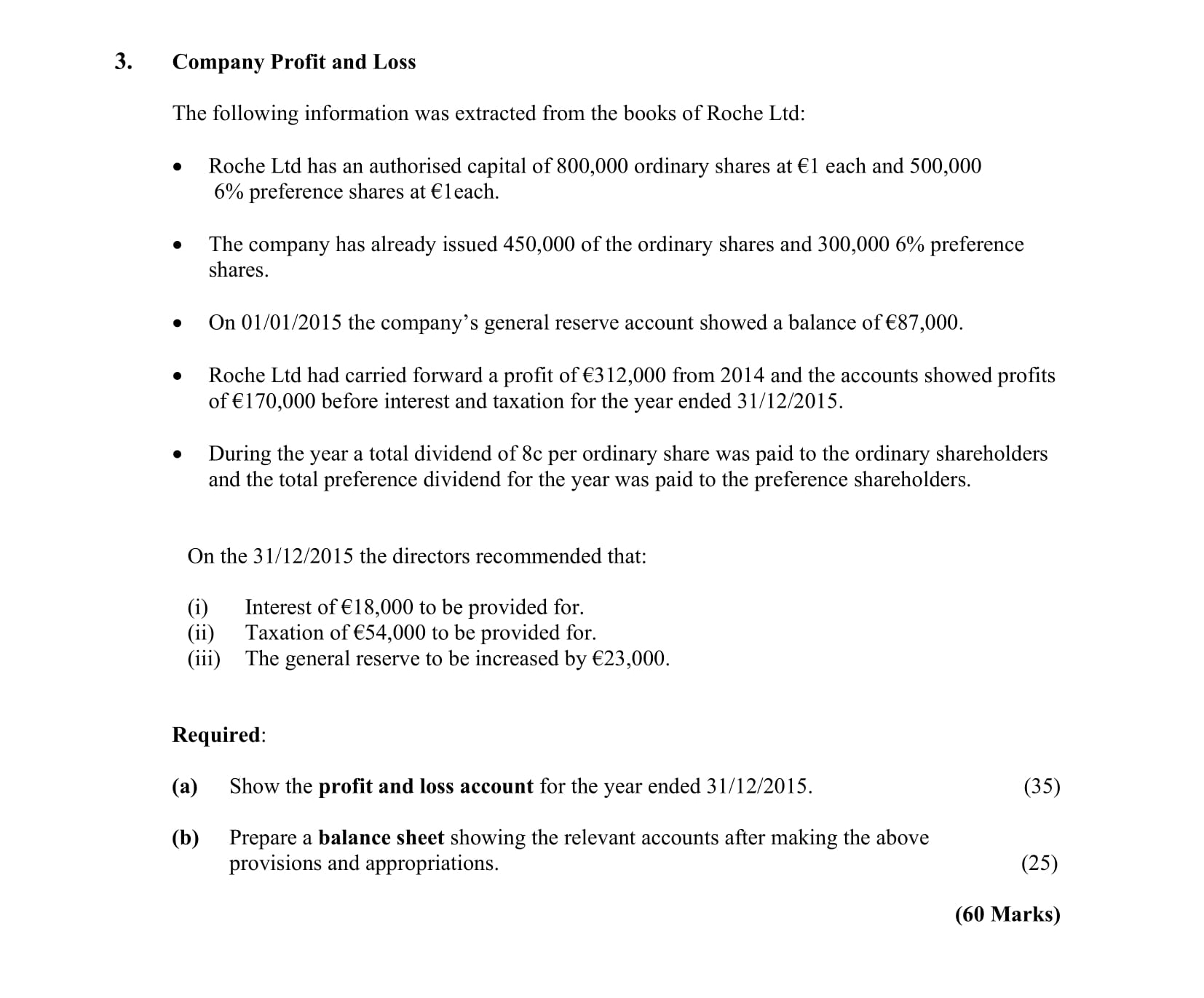 Company-Profit-and-Loss--The-following-information-was-extracted-from-the-books-of-Roche-Ltd:--Roche-Ltd-has-an-authorised-capital-of-800,000-ordinary-shares-at-€1-each-and-500,000-6%-preference-shares-at-€1-each-Leaving Cert Accounting-Question 3-2016.png
