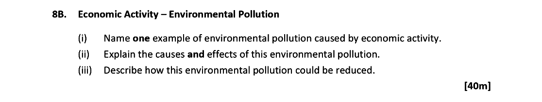 Economic-Activity-–-Environmental-Pollution--(i)-Name-one-example-of-environmental-pollution-caused-by-economic-activity-Leaving Cert Geography-Question 88-2021.png