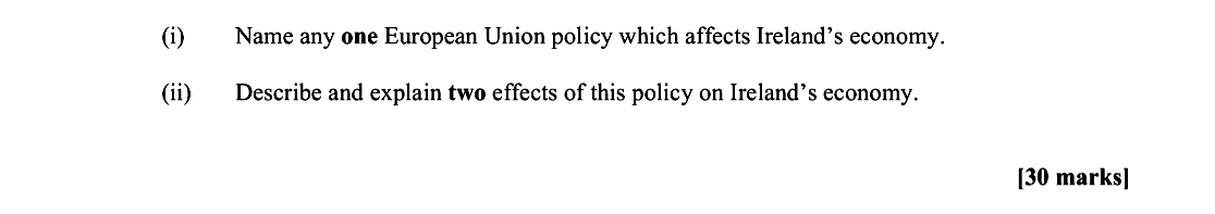 Name-any-one-European-Union-policy-which-affects-Ireland’s-economy-Leaving Cert Geography-Question i and ii-2011.png