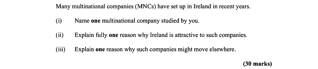 Many-multinational-companies-(MNCs)-have-set-up-in-Ireland-in-recent-years-Leaving Cert Geography-Question i-2007.png