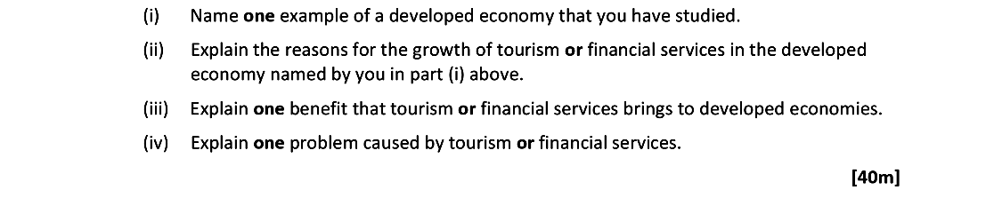 Name-one-example-of-a-developed-economy-that-you-have-studied-Leaving Cert Geography-Question 7B-2020.png