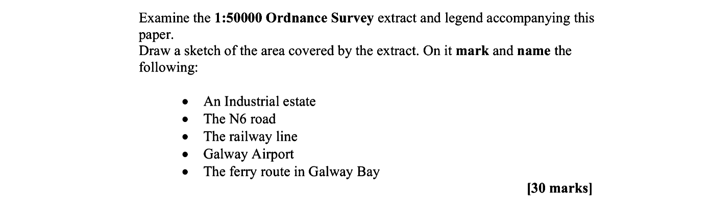 Examine-the-1:50000-Ordnance-Survey-extract-and-legend-accompanying-this-paper-Leaving Cert Geography-Question 1-2008.png