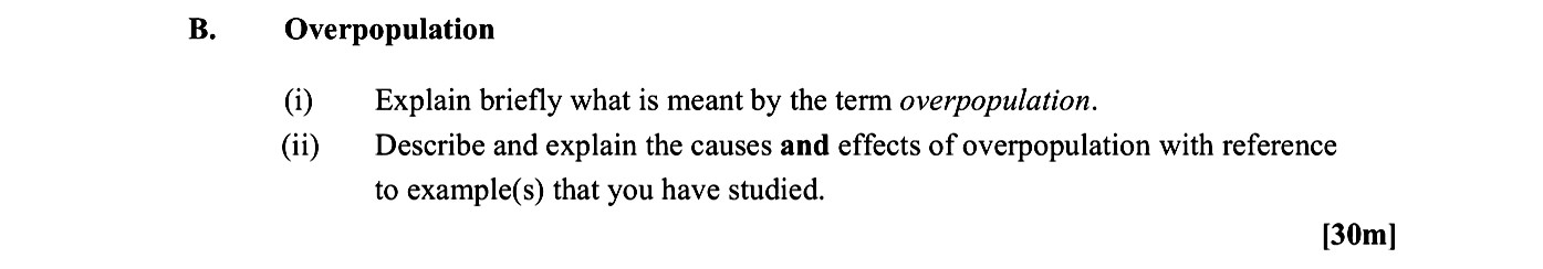 Overpopulation--(i)-Explain-briefly-what-is-meant-by-the-term-overpopulation-Leaving Cert Geography-Question B-2016.png