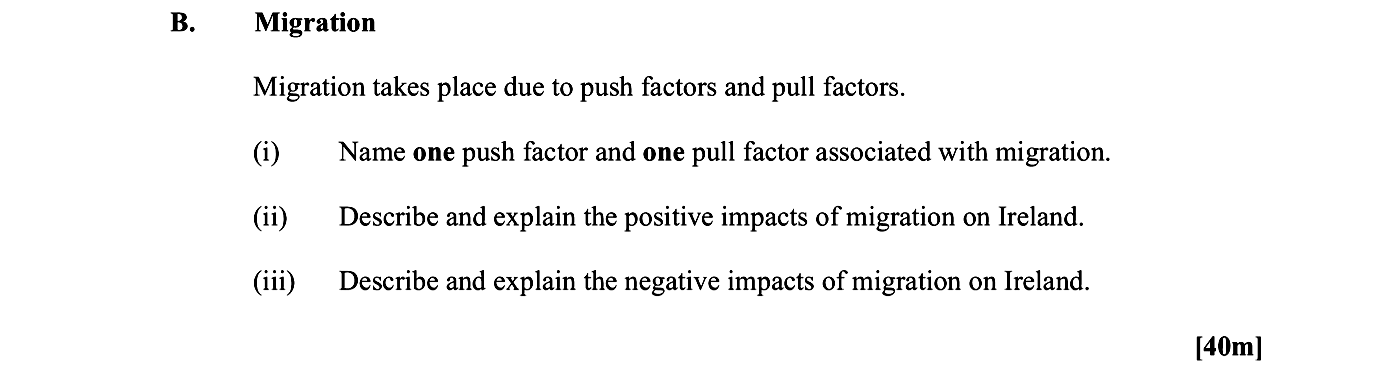 Migration-takes-place-due-to-push-factors-and-pull-factors-Leaving Cert Geography-Question B-2015.png