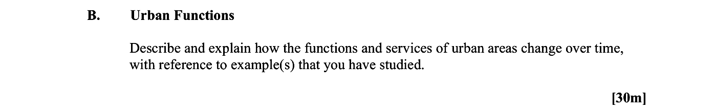 Urban-Functions--Describe-and-explain-how-the-functions-and-services-of-urban-areas-change-over-time,-with-reference-to-example(s)-that-you-have-studied.-Leaving Cert Geography-Question B-2014.png