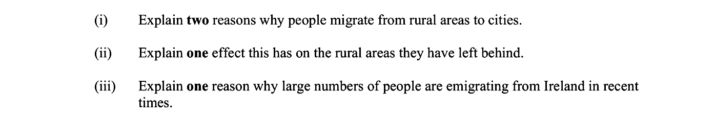 Explain-two-reasons-why-people-migrate-from-rural-areas-to-cities-Leaving Cert Geography-Question i-2011.png
