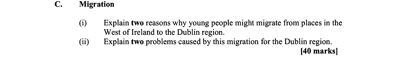 C.-Migration-(i)-Explain-two-reasons-why-young-people-might-migrate-from-places-in-the-West-of-Ireland-to-the-Dublin-region-Leaving Cert Geography-Question C-2008.png