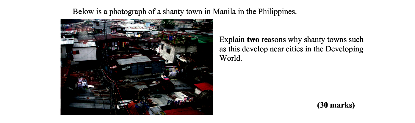 Below-is-a-photograph-of-a-shanty-town-in-Manila-in-the-Philippines-Leaving Cert Geography-Question 2-2007.png