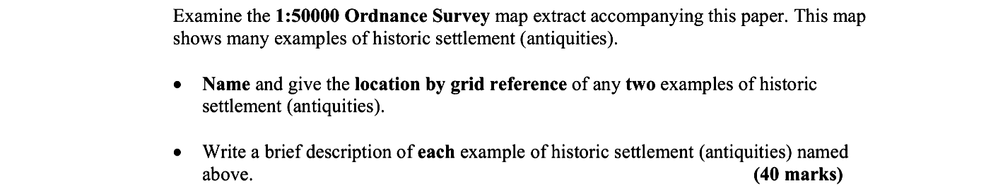 Examine-the-1:50000-Ordnance-Survey-map-extract-accompanying-this-paper-Leaving Cert Geography-Question 1-2007.png