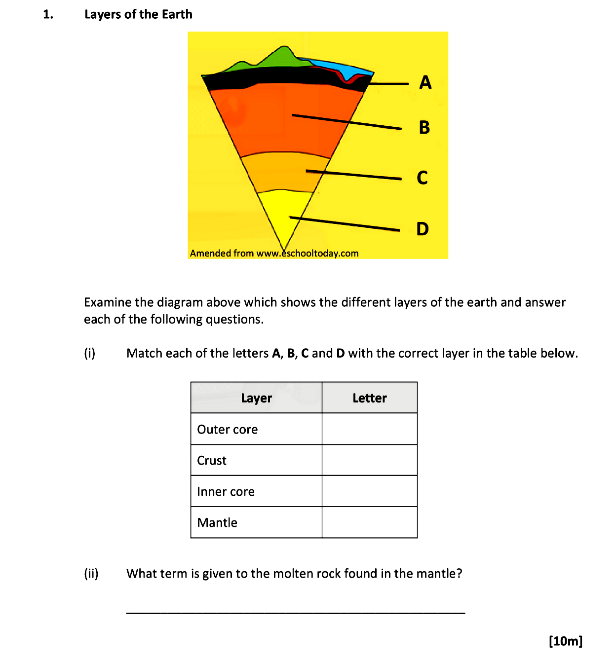 Examine-the-diagram-above-which-shows-the-different-layers-of-the-earth-and-answer-each-of-the-following-questions-Leaving Cert Geography-Question 1-2017.png