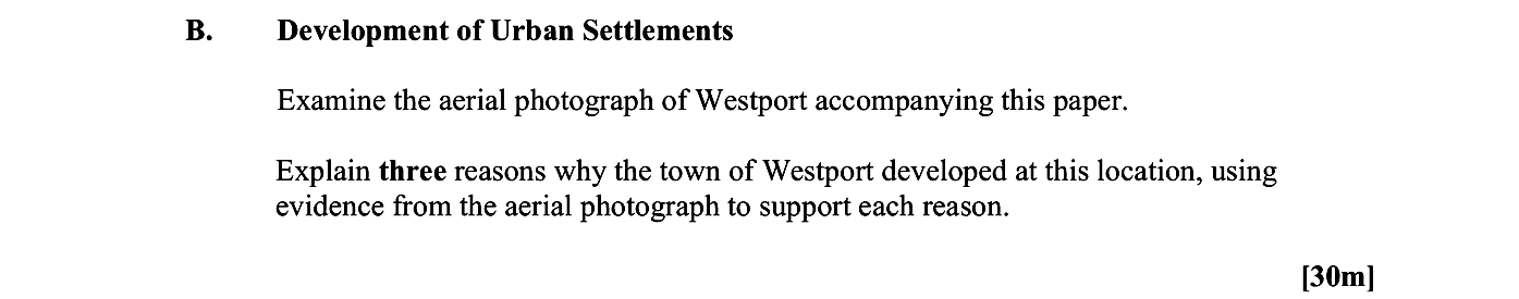 Examine-the-aerial-photograph-of-Westport-accompanying-this-paper-Leaving Cert Geography-Question B-2016.png