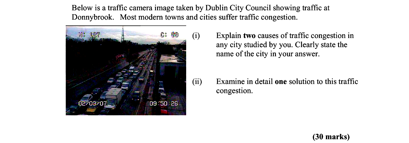 Below-is-a-traffic-camera-image-taken-by-Dublin-City-Council-showing-traffic-at-Donnybrook-Leaving Cert Geography-Question i-2007.png