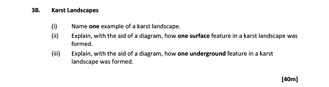 Karst-Landscapes--(i)-Name-one-example-of-a-karst-landscape-Leaving Cert Geography-Question 3B-2018.png