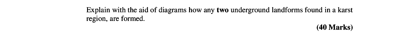 Explain-with-the-aid-of-diagrams-how-any-two-underground-landforms-found-in-a-karst-region,-are-formed-Leaving Cert Geography-Question Question 1-2006.png