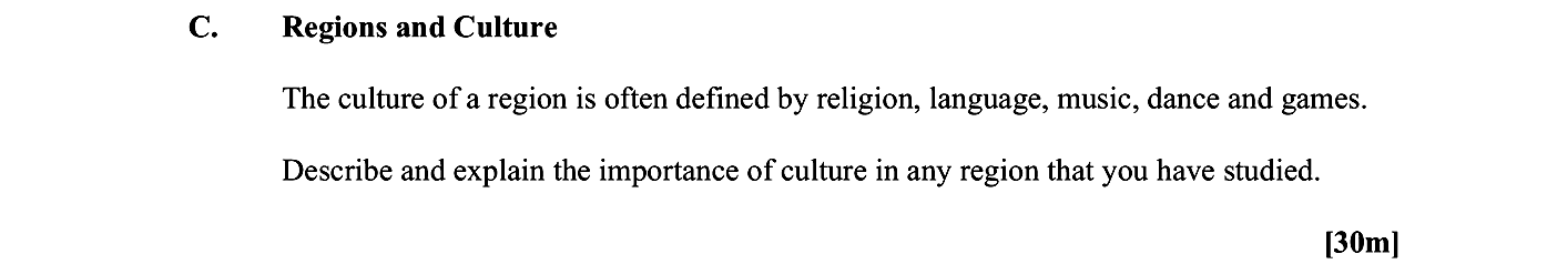 The-culture-of-a-region-is-often-defined-by-religion,-language,-music,-dance-and-games-Leaving Cert Geography-Question C-2014.png