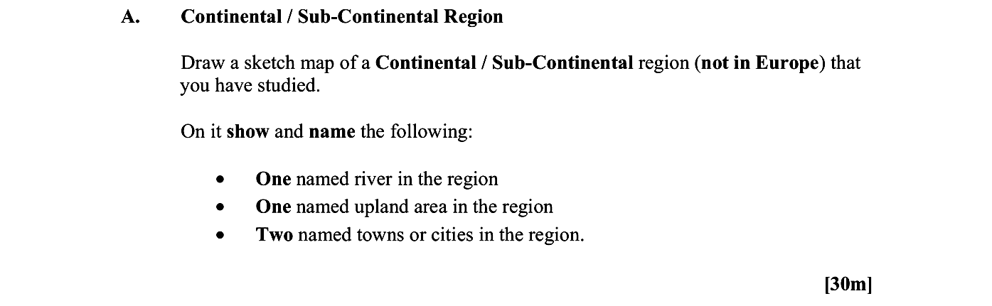 Draw-a-sketch-map-of-a-Continental-/-Sub-Continental-region-(not-in-Europe)-that-you-have-studied-Leaving Cert Geography-Question A-2013.png