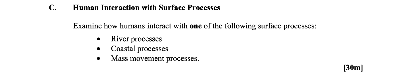 Examine-how-humans-interact-with-one-of-the-following-surface-processes:-•-River-processes-Leaving Cert Geography-Question C-2015.png