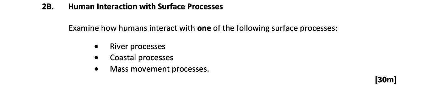 Examine-how-humans-interact-with-one-of-the-following-surface-processes:--•-River-processes-•-Coastal-processes-•-Mass-movement-processes.-Leaving Cert Geography-Question 28-2019.png