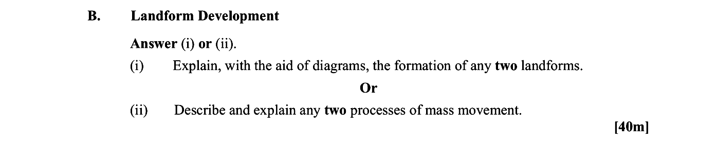 Landform-Development--(i)-Explain,-with-the-aid-of-diagrams,-the-formation-of-any-two-landforms-Leaving Cert Geography-Question B-2016.png