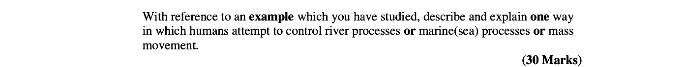 With-reference-to-an-example-which-you-have-studied,-describe-and-explain-one-way-in-which-humans-attempt-to-control-river-processes-or-marine(sea)-processes-or-mass-movement.-Leaving Cert Geography-Question 30-2006.png