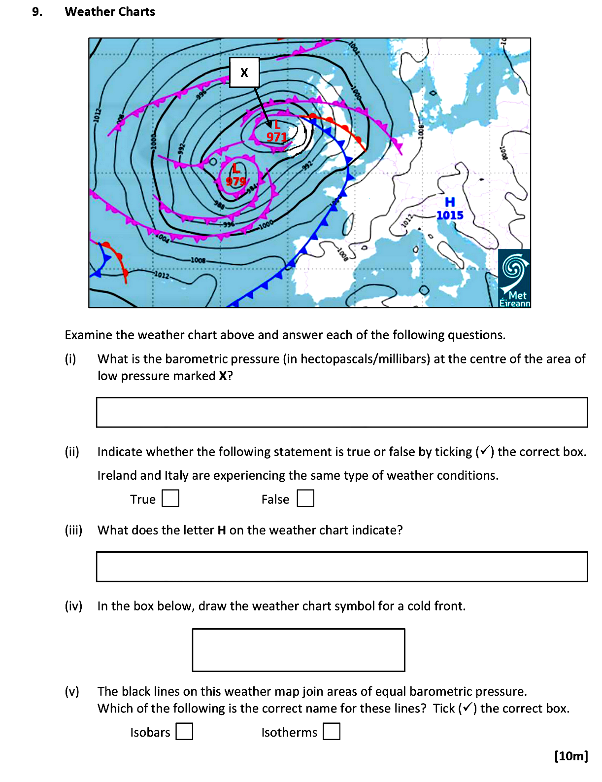 Examine-the-weather-chart-above-and-answer-each-of-the-following-questions-Leaving Cert Geography-Question 9-2021.png