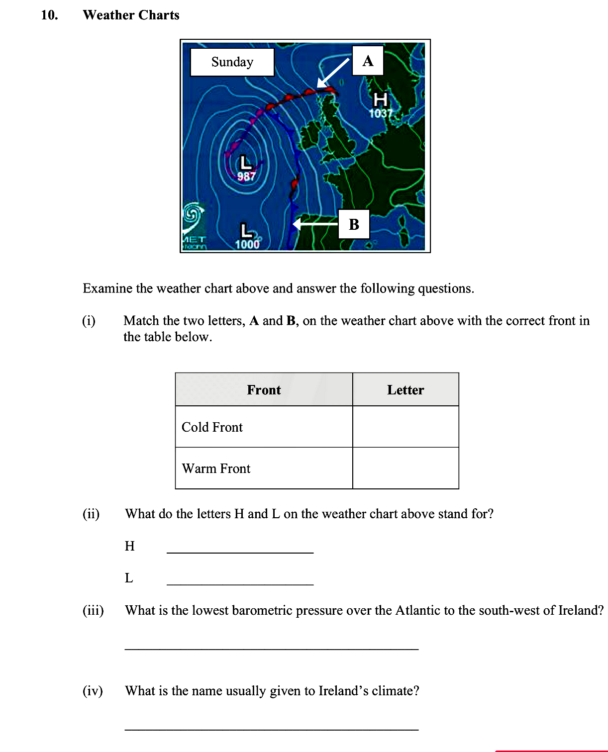 Weather-Charts--Examine-the-weather-chart-above-and-answer-the-following-questions-Leaving Cert Geography-Question 10-2012.png
