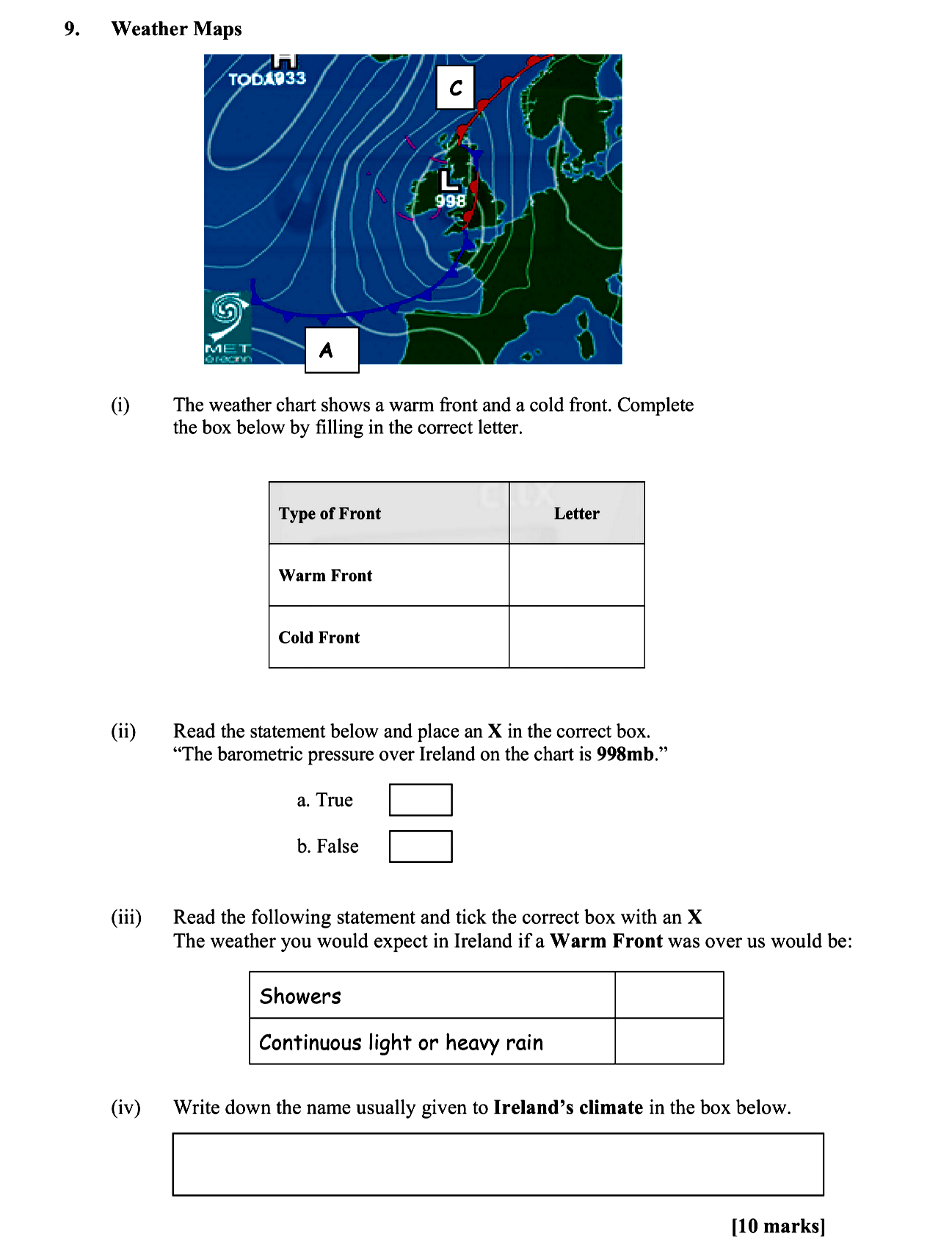 The-weather-chart-shows-a-warm-front-and-a-cold-front-Leaving Cert Geography-Question 9-2008.png