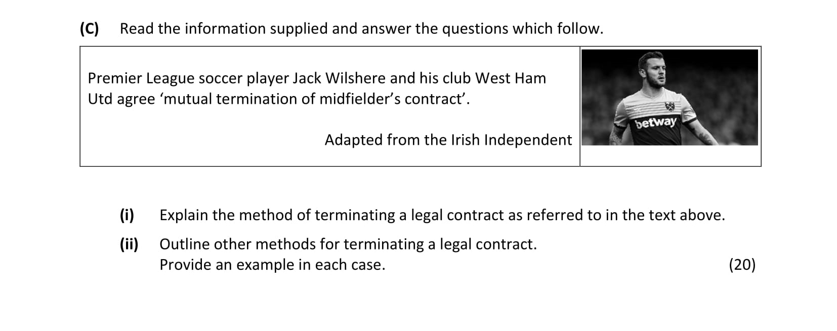 Premier-League-soccer-player-Jack-Wilshere-and-his-club-West-Ham-Utd-agree-‘mutual-termination-of-midfielder's-contract’-Leaving Cert Business-Question 4 (C)-2021.png