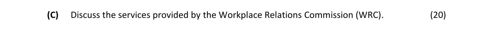 Discuss-the-services-provided-by-the-Workplace-Relations-Commission-(WRC)-Leaving Cert Business-Question C-2023.png
