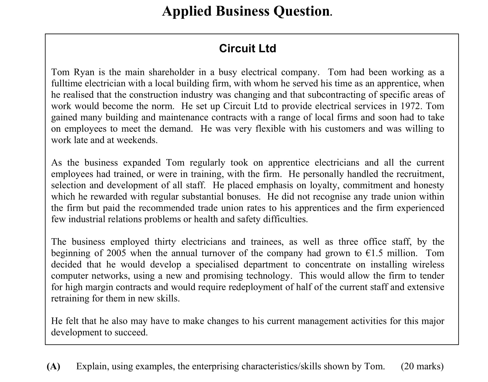 Explain,-using-examples,-the-enterprising-characteristics/skills-shown-by-Tom-Leaving Cert Business-Question A-2005.png