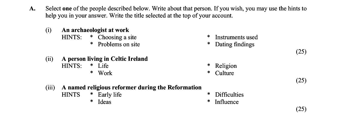 Select-one-of-the-people-described-below-Junior Cycle History-Question A-2018.png