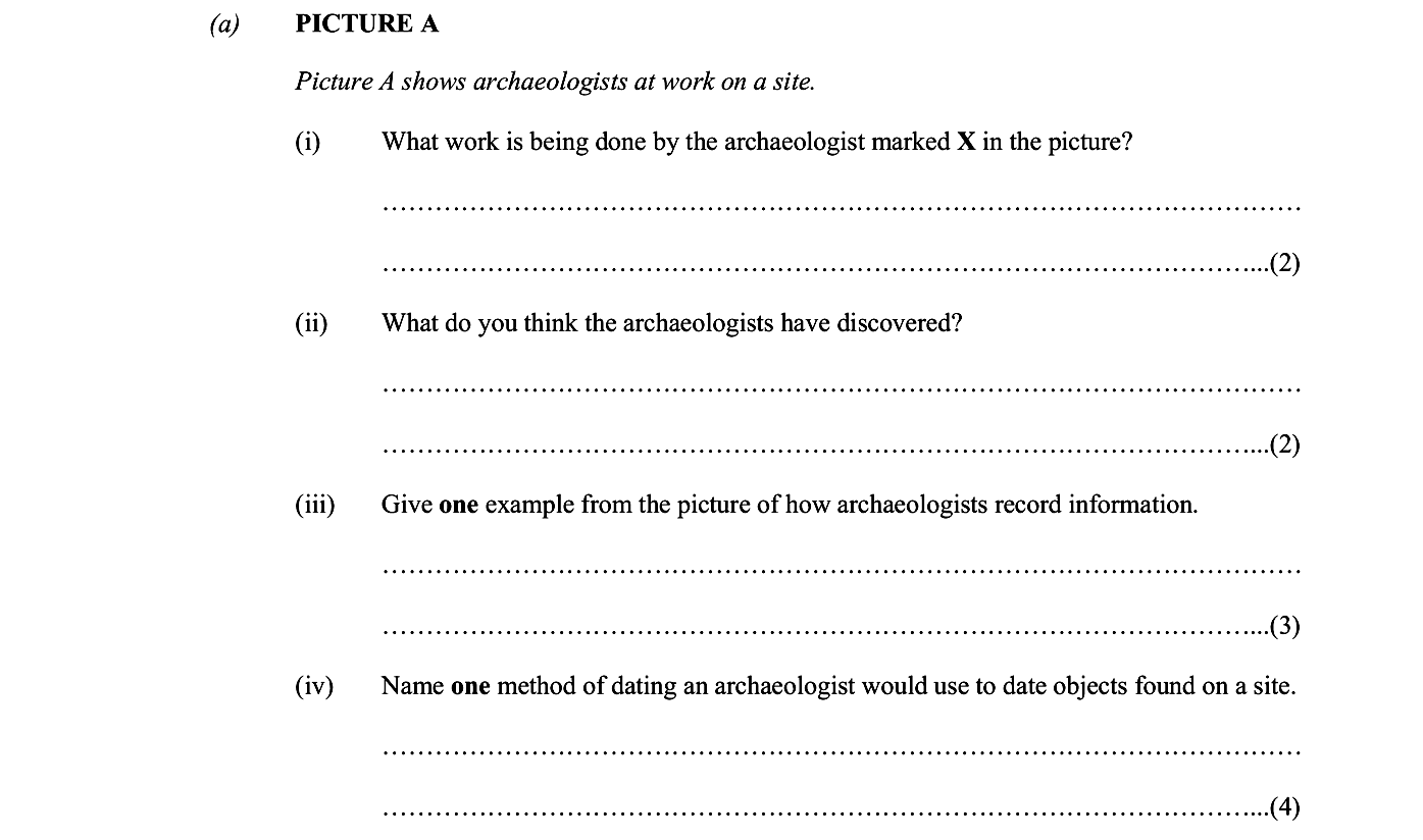 PICTURE-A--Picture-A-shows-archaeologists-at-work-on-a-site-Junior Cycle History-Question a-2009.png