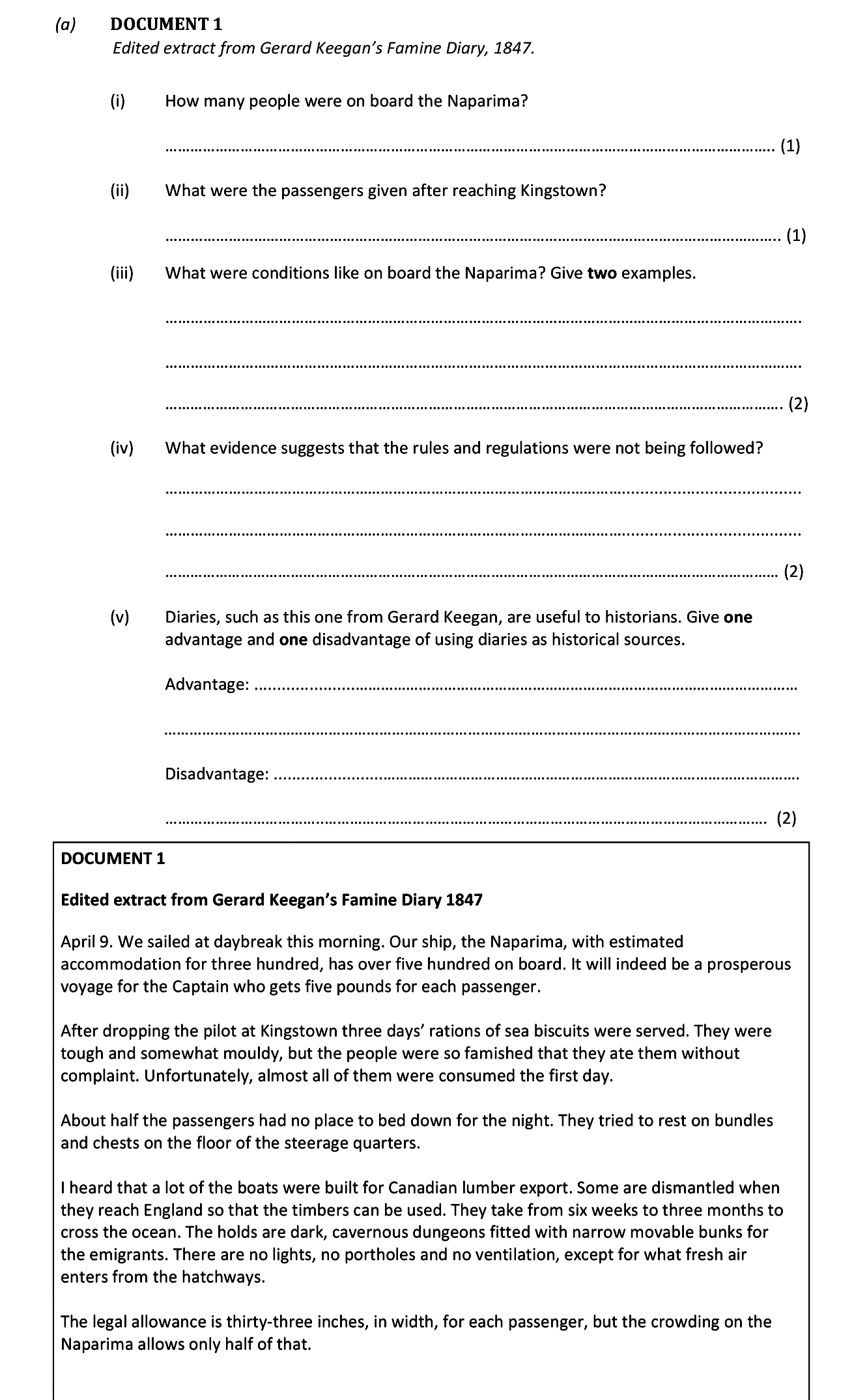 DOCUMENT-1-Edited-extract-from-Gerard-Keegan’s-Famine-Diary,-1847-Junior Cycle History-Question a-2018.png