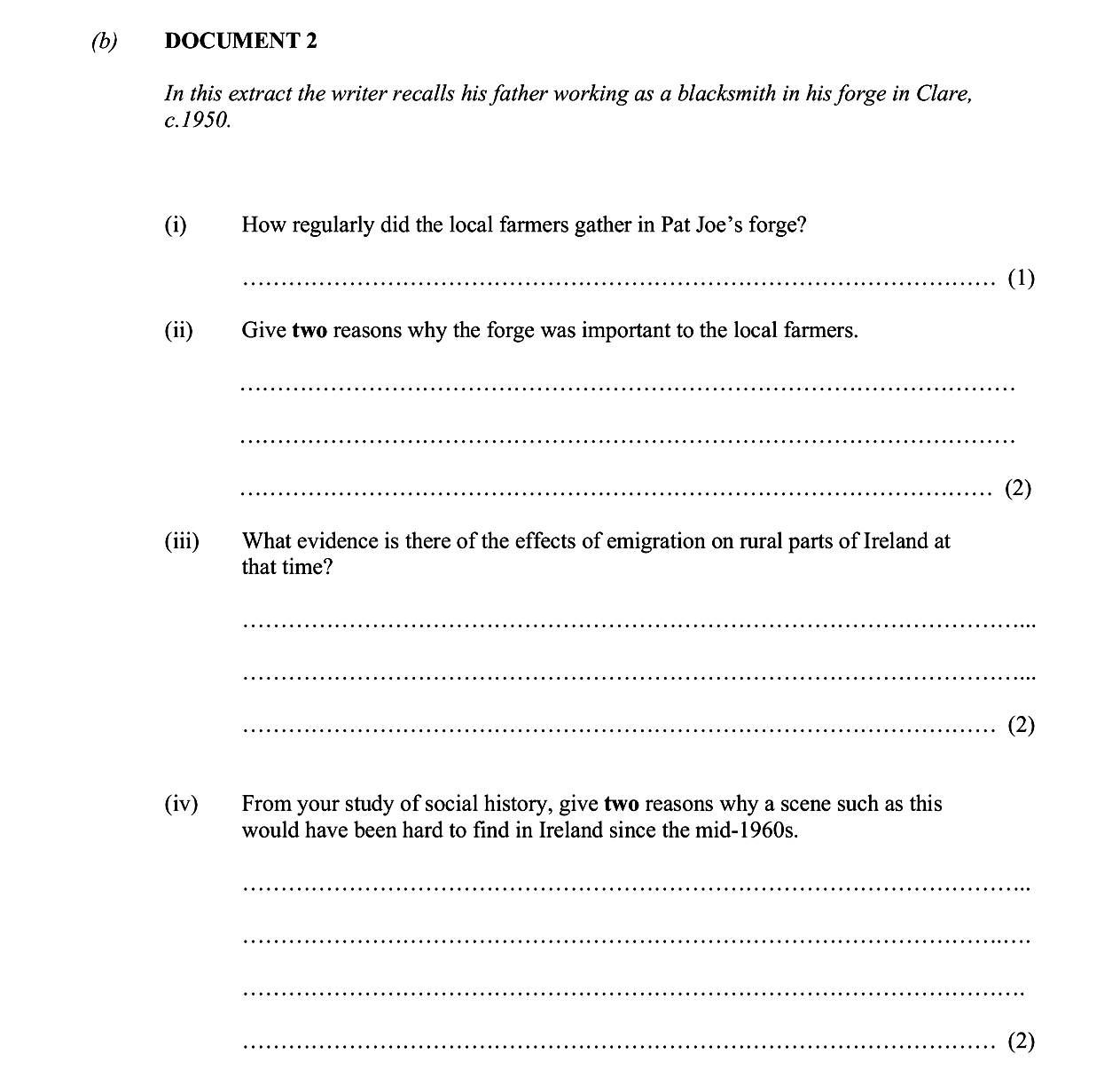 In-this-extract-the-writer-recalls-his-father-working-as-a-blacksmith-in-his-forge-in-Clare,-c.1950-Junior Cycle History-Question (b)-2005.png