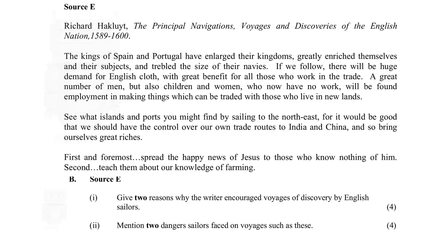 Source-E--Richard-Hakluyt,-The-Principal-Navigations,-Voyages-and-Discoveries-of-the-English-Nation,-1589-1600-Junior Cycle History-Question B-2005.png