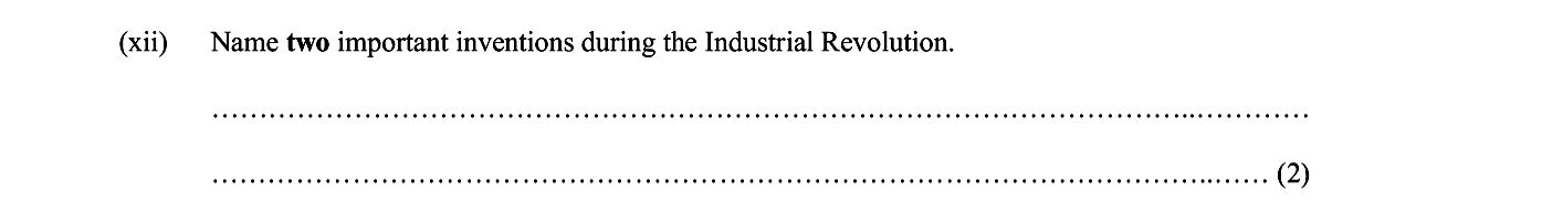 Name-two-important-inventions-during-the-Industrial-Revolution-Junior Cycle History-Question xii-2012.png
