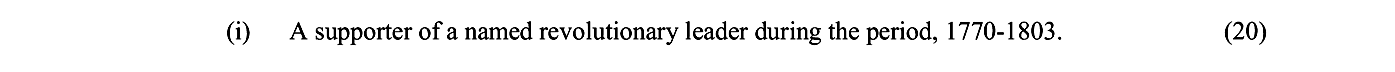 A-supporter-of-a-named-revolutionary-leader-during-the-period,-1770-1803.-Junior Cycle History-Question (i)-2005.png