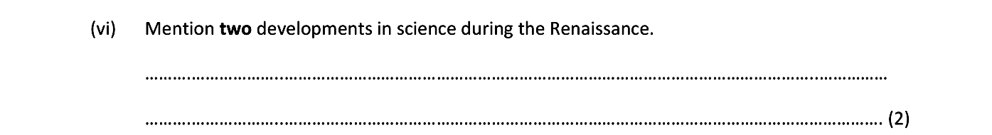 Mention-two-developments-in-science-during-the-Renaissance.-Junior Cycle History-Question vi-2019.png