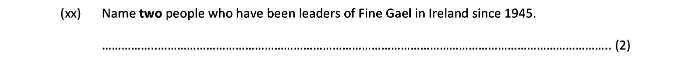 Name-two-people-who-have-been-leaders-of-Fine-Gael-in-Ireland-since-1945.-Junior Cycle History-Question (xx)-2019.png