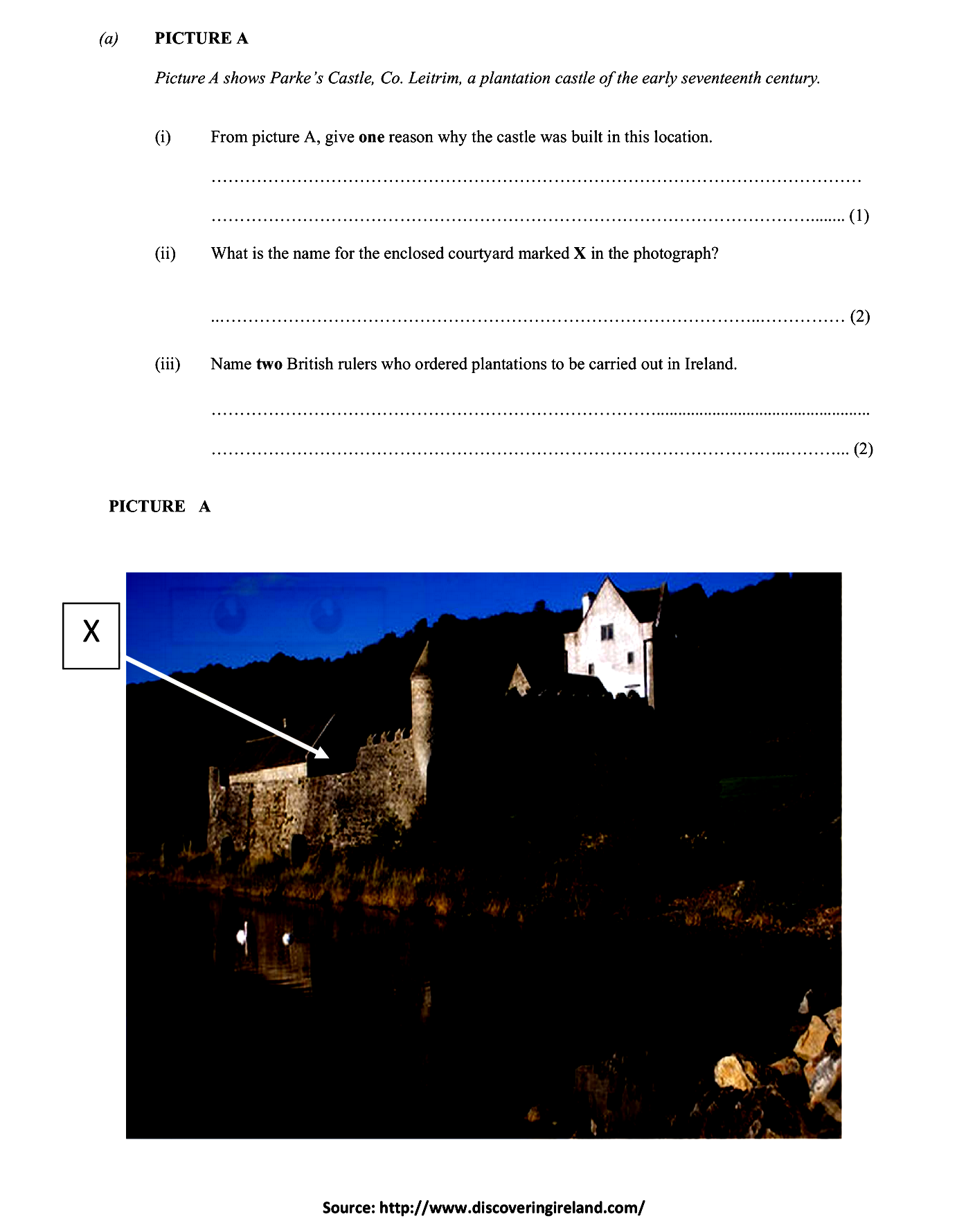 PICTURE-A--Picture-A-shows-Parke’s-Castle,-Co-Junior Cycle History-Question 1-2016.png