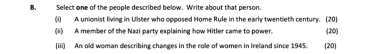 Select-one-of-the-people-described-below-Junior Cycle History-Question B-2018.png