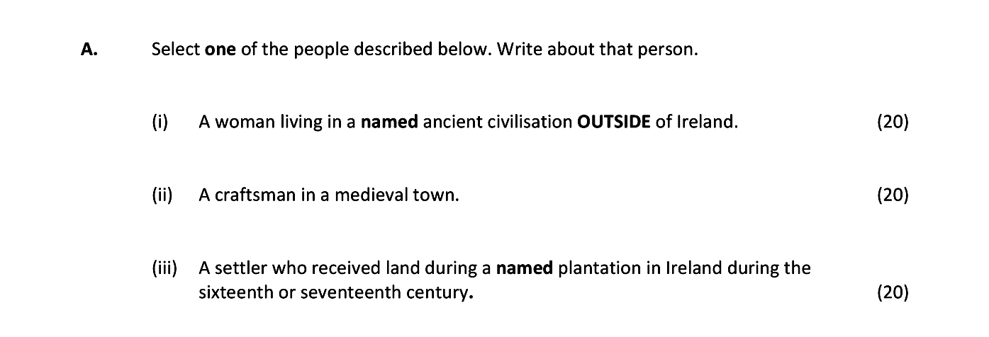 Select-one-of-the-people-described-below-Junior Cycle History-Question A-2017.png