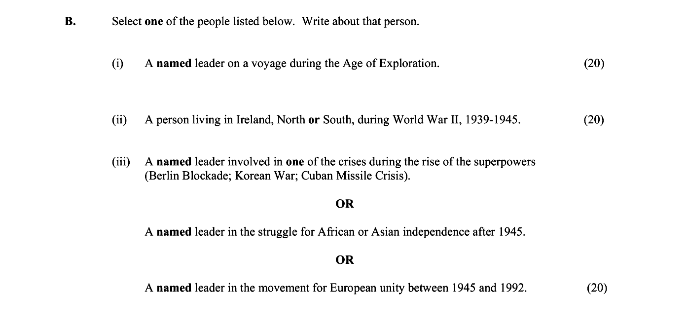 Select-one-of-the-people-listed-below-Junior Cycle History-Question B(i)-2016.png