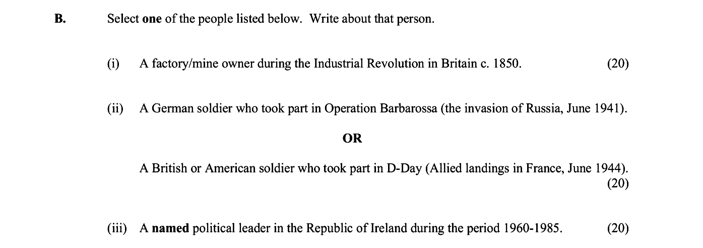 Select-one-of-the-people-listed-below-Junior Cycle History-Question B-2014.png